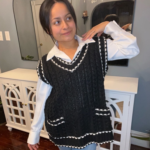 CHSET POCKET WHIP STITCH KNIT SWEATER VEST - Picture 4 of 7